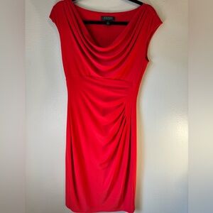 Lauren Ralph Lauren coral Red cocktail sheath dress